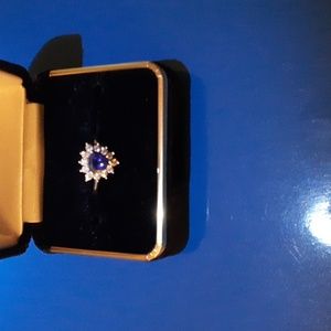 1.05 center AAA Tanzanite and Moissanite ring
